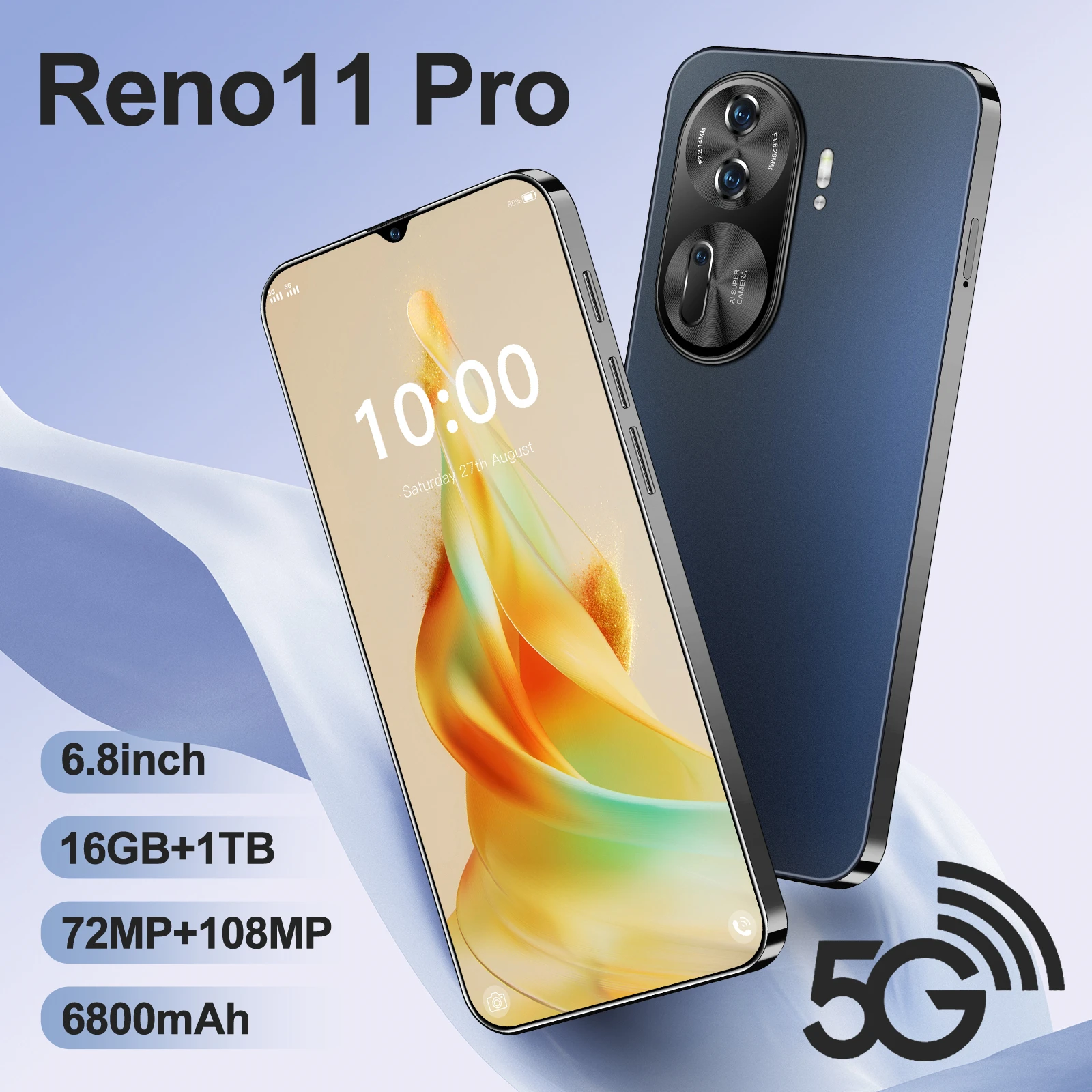

Reno 11 Pro Tablet PC Original 22GB+2TB Global Edition Smart 5G Dual Card 7800Mah Android 15 Facial Recognition Function Tab