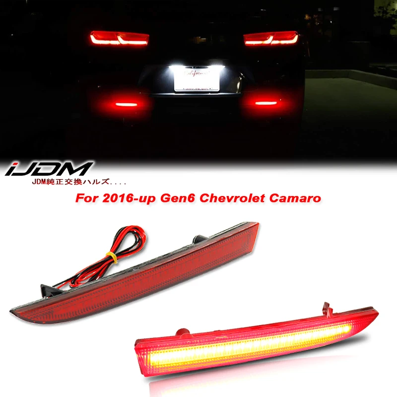 2pcs Red LED Bumper Reflector Lights For 2016-2022 Gen6 Chevrolet Camaro For Cadillac XT5 ATS Tail/Brake or Rear Fog Lamps