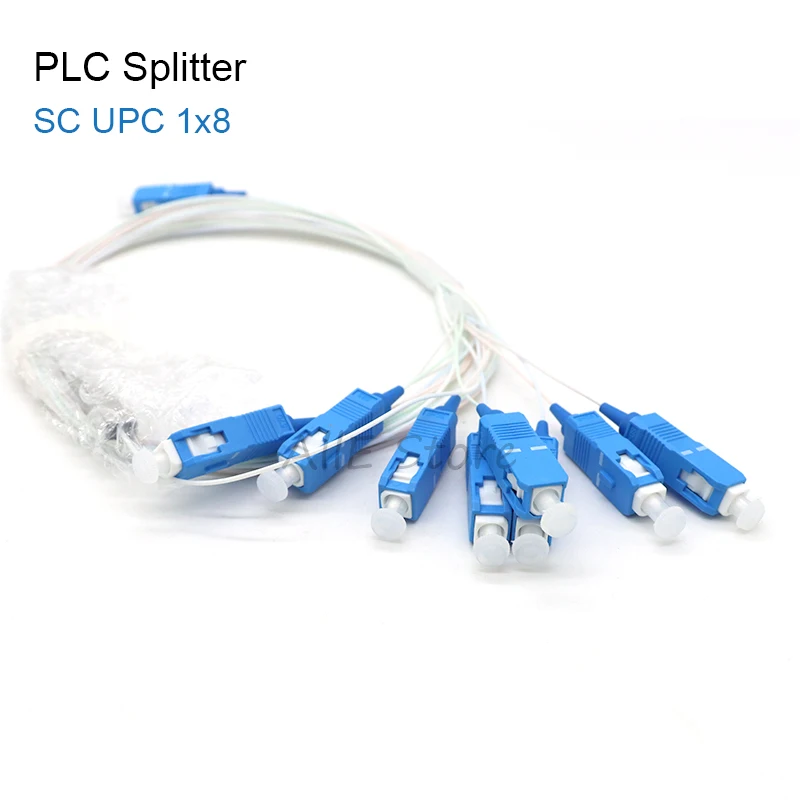 High Quality 10 PCS/Lot 1X8 SC/UPC PLC Splitter SM Single Mode 0.9mm G657A1 LSZH PVC 1m FTTH Fiber Optic Splitter Free shipping