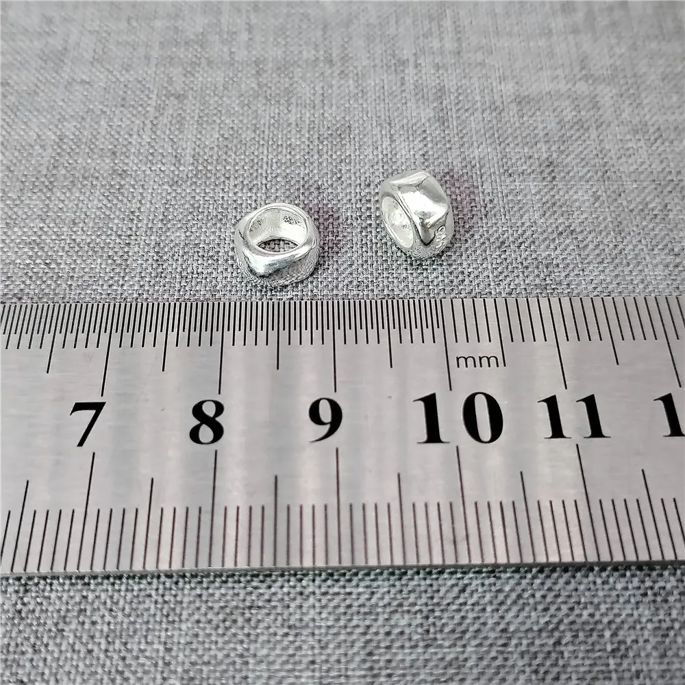 2 Pieces of 925 Sterling Silver Pentagon Beads Faceted Polygon Spacer for Bracelet Necklace 8mm