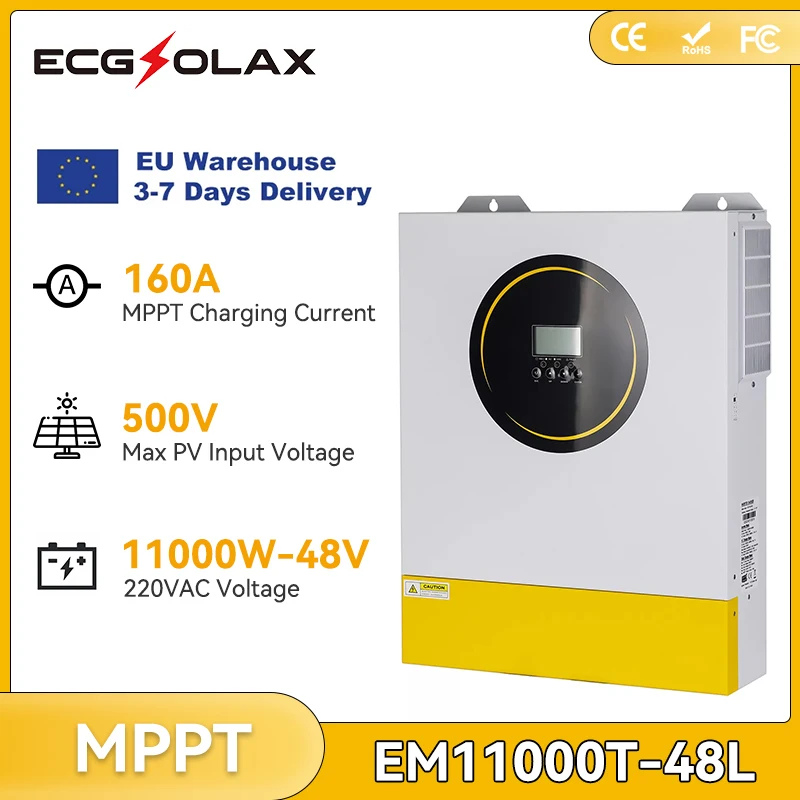 ECGSOLAX 11KW Solar Hybrid Inverter 160A With Dual Input Pv Solar Controller 230Vac 48V 11000W Hybrid Solar Inverter