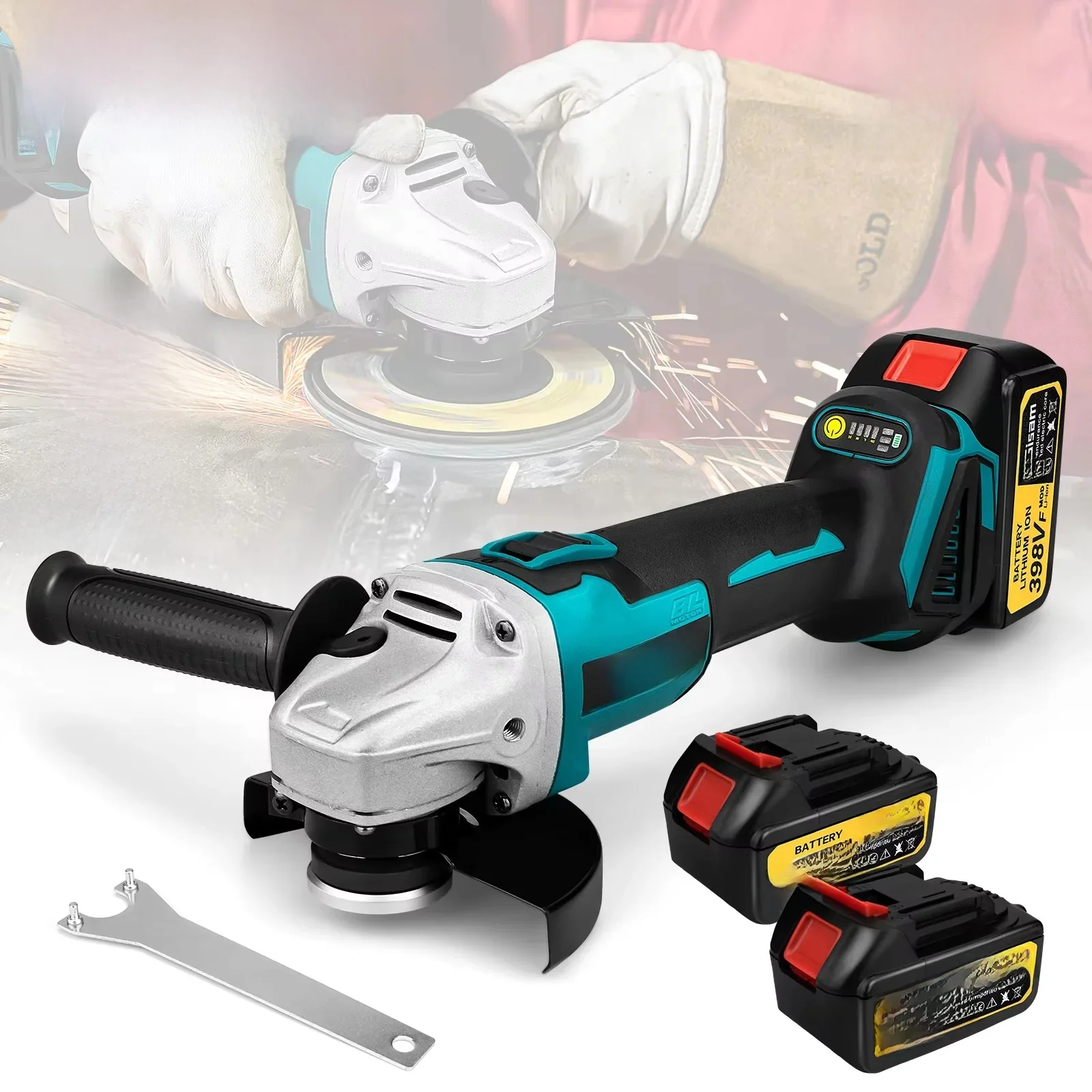 Gisam 125MM Brushless Electric Angle Grinder Variable Speed M14 Cutting Machine Woodworking Tool for Makita 18v Battery Pin