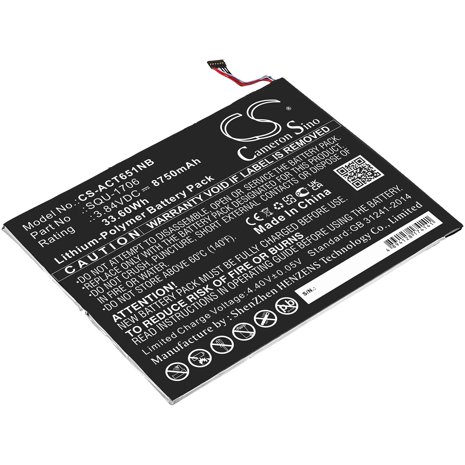 Battery for Acer  Chromebook Tab 10, D651N 3.84V