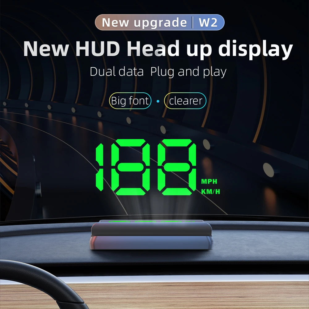 GPS Digital Speedometer HUD Head Up Display, Universal MPH/KMH Speed Display with Overspeed Alarm, USB Plug & Play Digital Speed Meter for Cars, Trucks, SUVs & Motorcycles, Auto Brightness, Driving Time & Distance Display