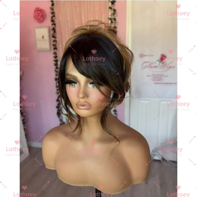 باروكة شعر بشري مموج بني، باروكة شعر بشري، باروكة أمامية من الدانتيل، شعر مستعار بقاعدة حريرية، شعر مستعار طبيعي، مريح ومسامي للنساء، يوميًا