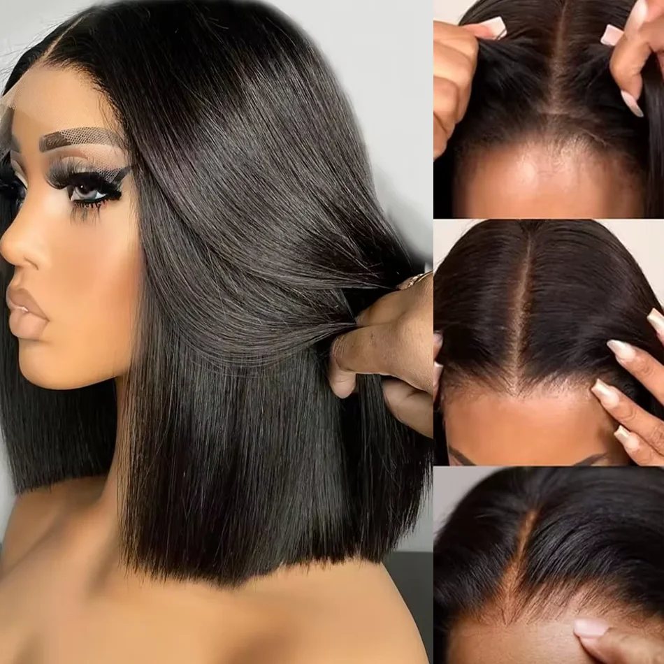 5x5 Glueless Wig Wear Go Bone Straight Short Bob Wig 300% 13x4 Lace Front Human Hair Wigs Pre Plucked 4X4 Closure Hair Wig