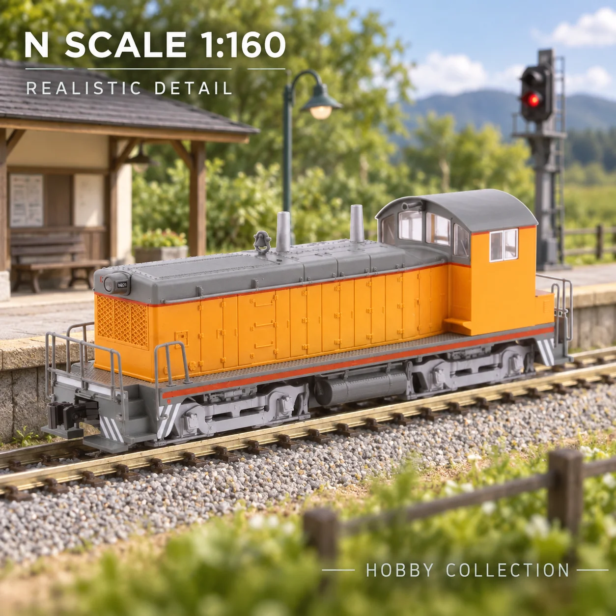 1:160 N Scale Diesel Train Model, Prebuilt Yellow Painted Locomotive Display Piece for Railway Layouts and Track Scenes