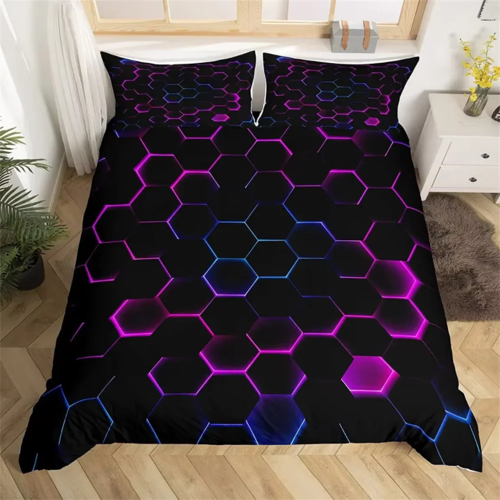 Red Glowing Bedding Set 3D Duvet Cover Set Single Double Twin Full Size Teens Adults Bedclothes Soft Polyester Bed Linen