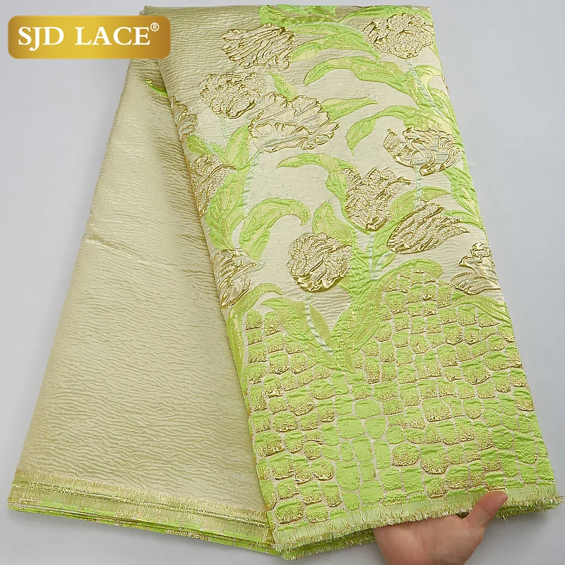 SJD LACE 2022 Newest Fashion African Brocade Jacquard Lace Fabrics 5 Yards French Tulle Lace Fabrics For Wedding Dress A2949