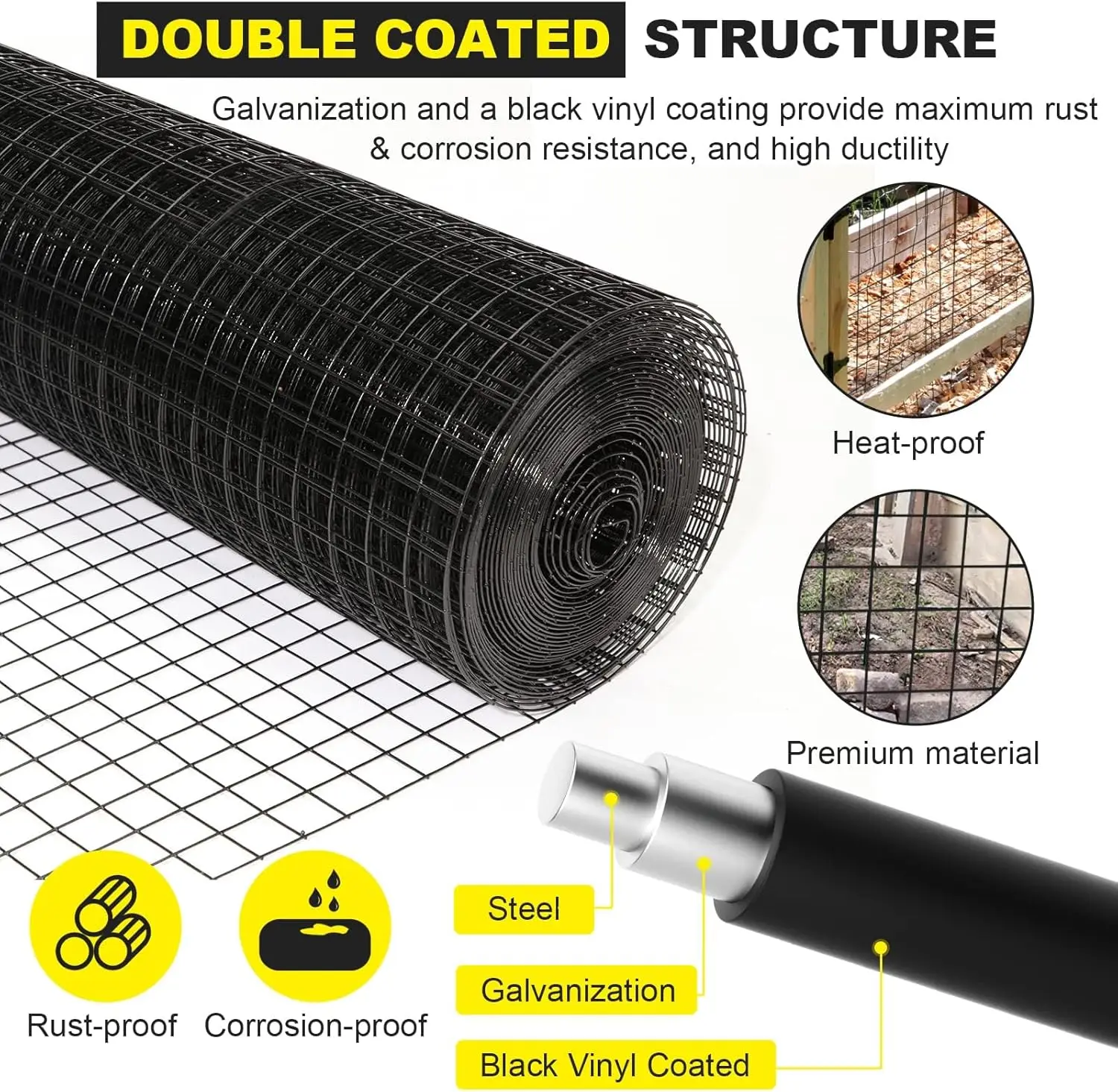 Heavy-Duty Welded Wire Mesh – 36"x50ft Galvanized Steel, 2"x3" Grids (Rust-Proof & Easy DIY Cutting) image 3