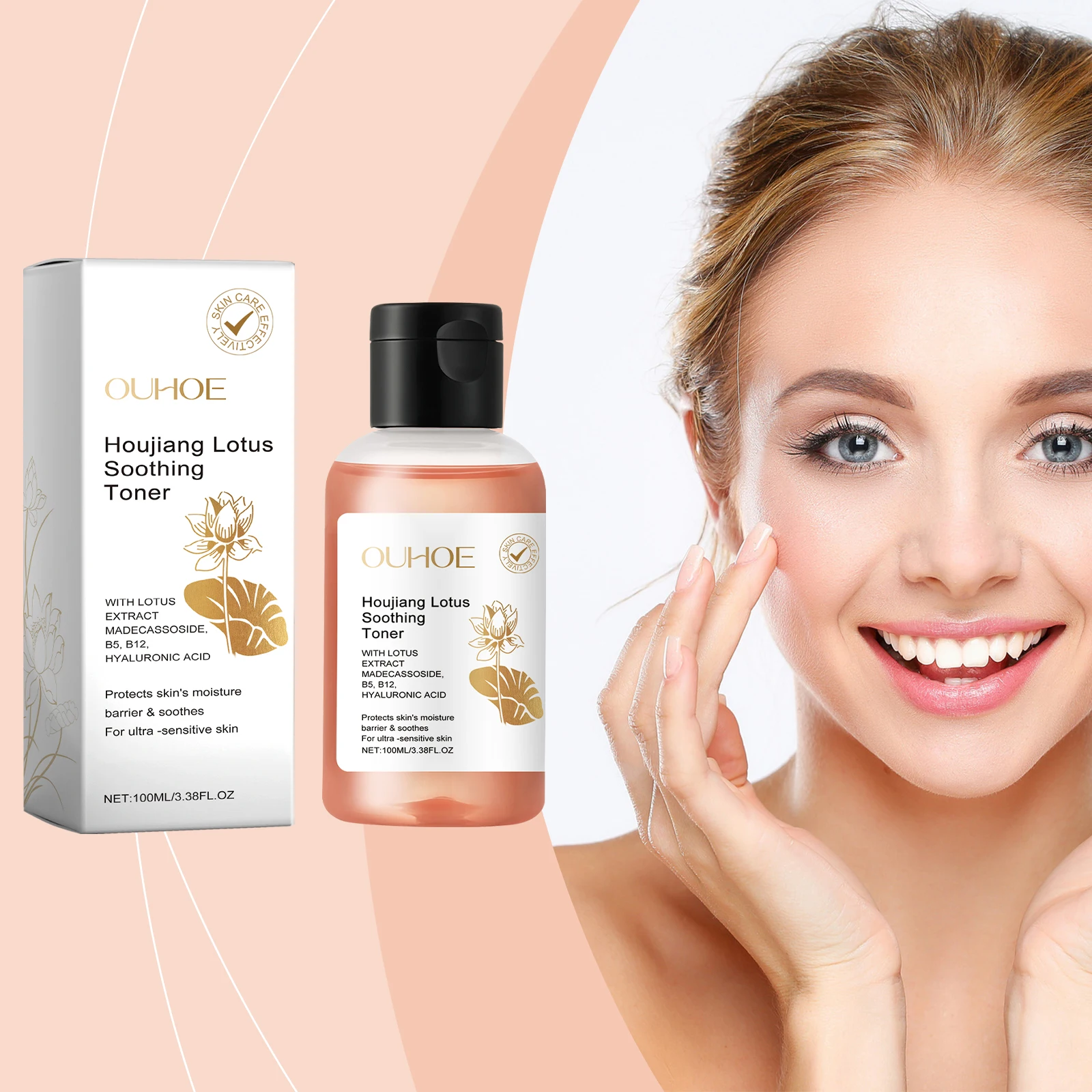 

Ouhoe 100ml Lotus Toner Moisturizing Nourish Facial Skin Relieve Discomfort Pore Refining Hydrating Soothing Face Lotus Toner
