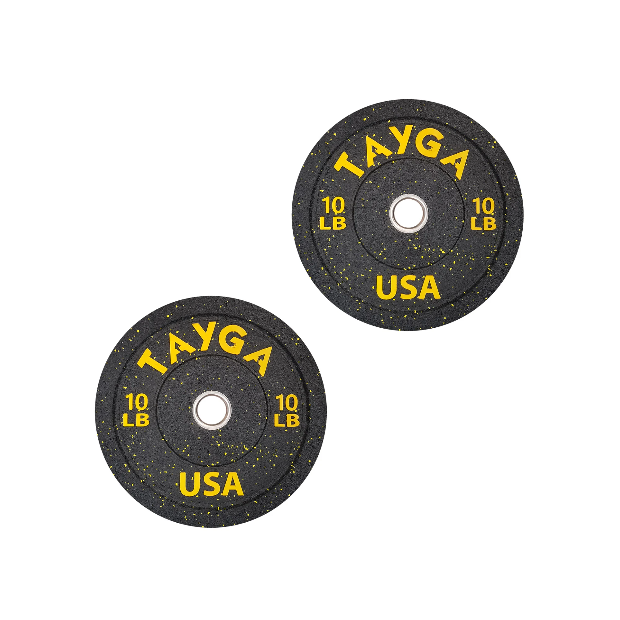 Discos hi temp bumper levantamiento de pesas para ejercicio 10 lb Tayga (4.5 kg c/u) 2 piezas negro con amarillo