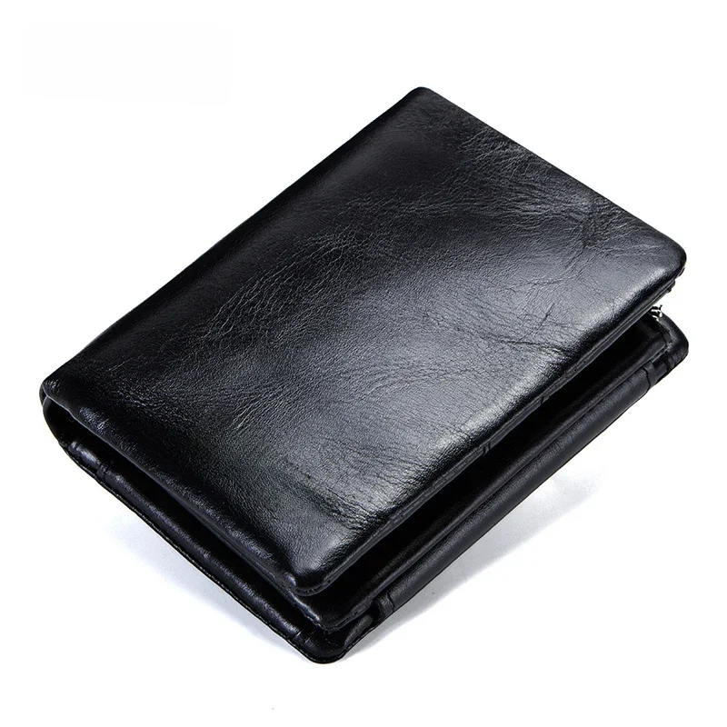 CONTACT'S prawdziwa skóra bydlęca skórzany portfel męski Trifold portfele Fashion Design marka torebka etui na dowód osobisty z portmonetka na monety na zamek — zdjęcie 2