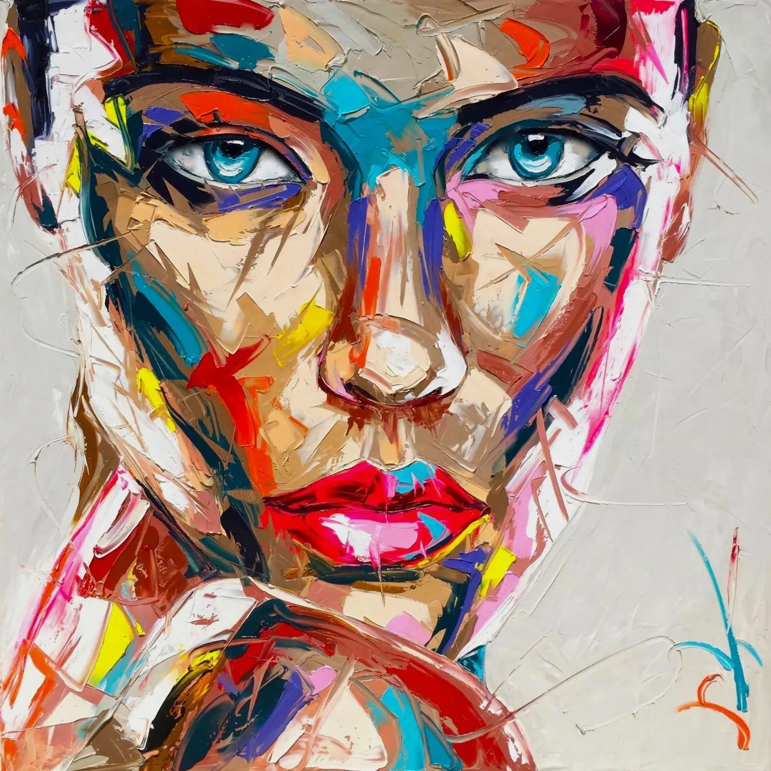 

Abstract Hand Painted Palette Knife Portrait Woman Face Oil Paintings On Canvas Wall Art Home Decor Pictures For Livingroom