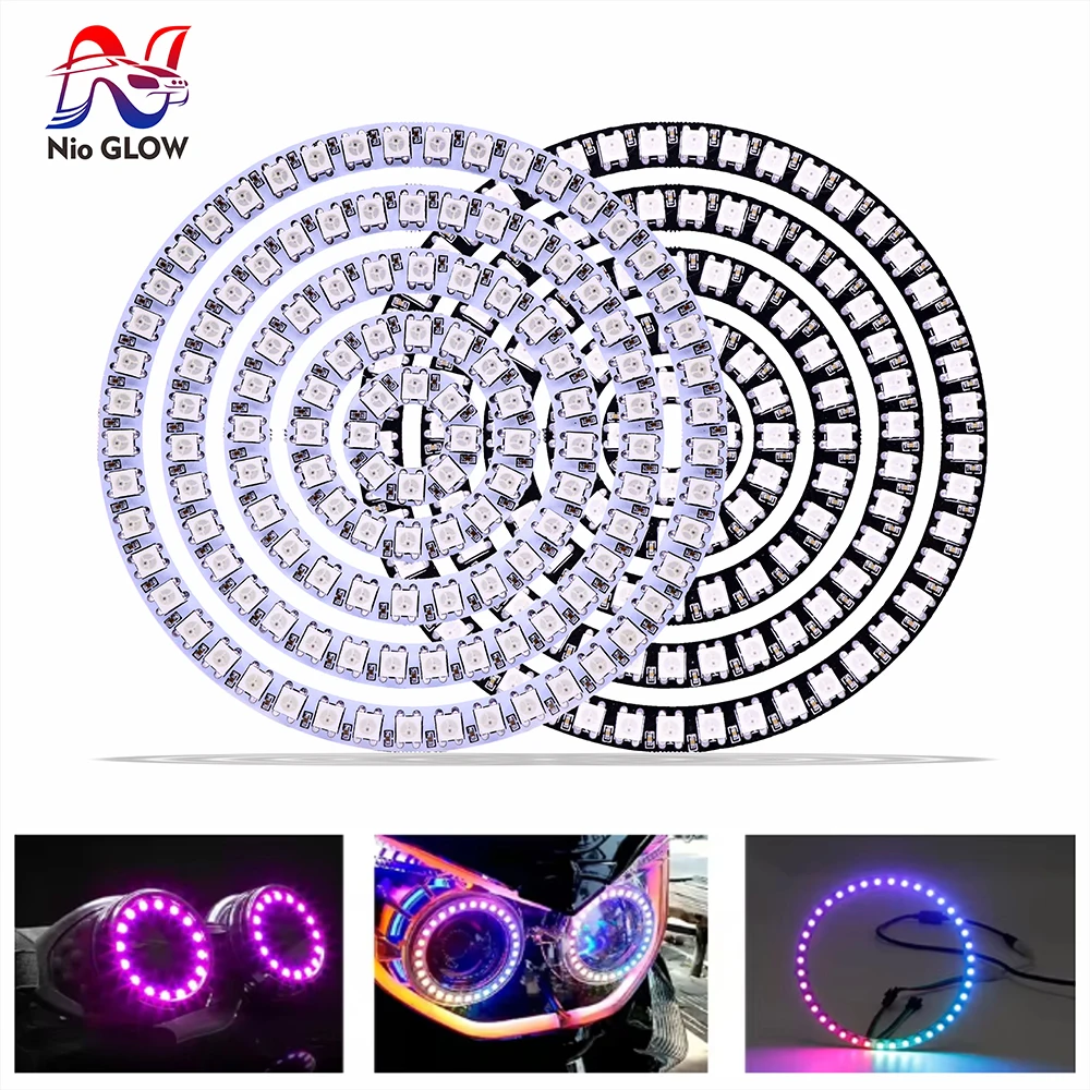 

WS2812b RGB LED Pixel Ring 8/12/16/24/40/48/60/241Leds Individueel Adresseerbaar WS2811 Ingebouwde IC Smart DC5V Zwart/Wit PCB