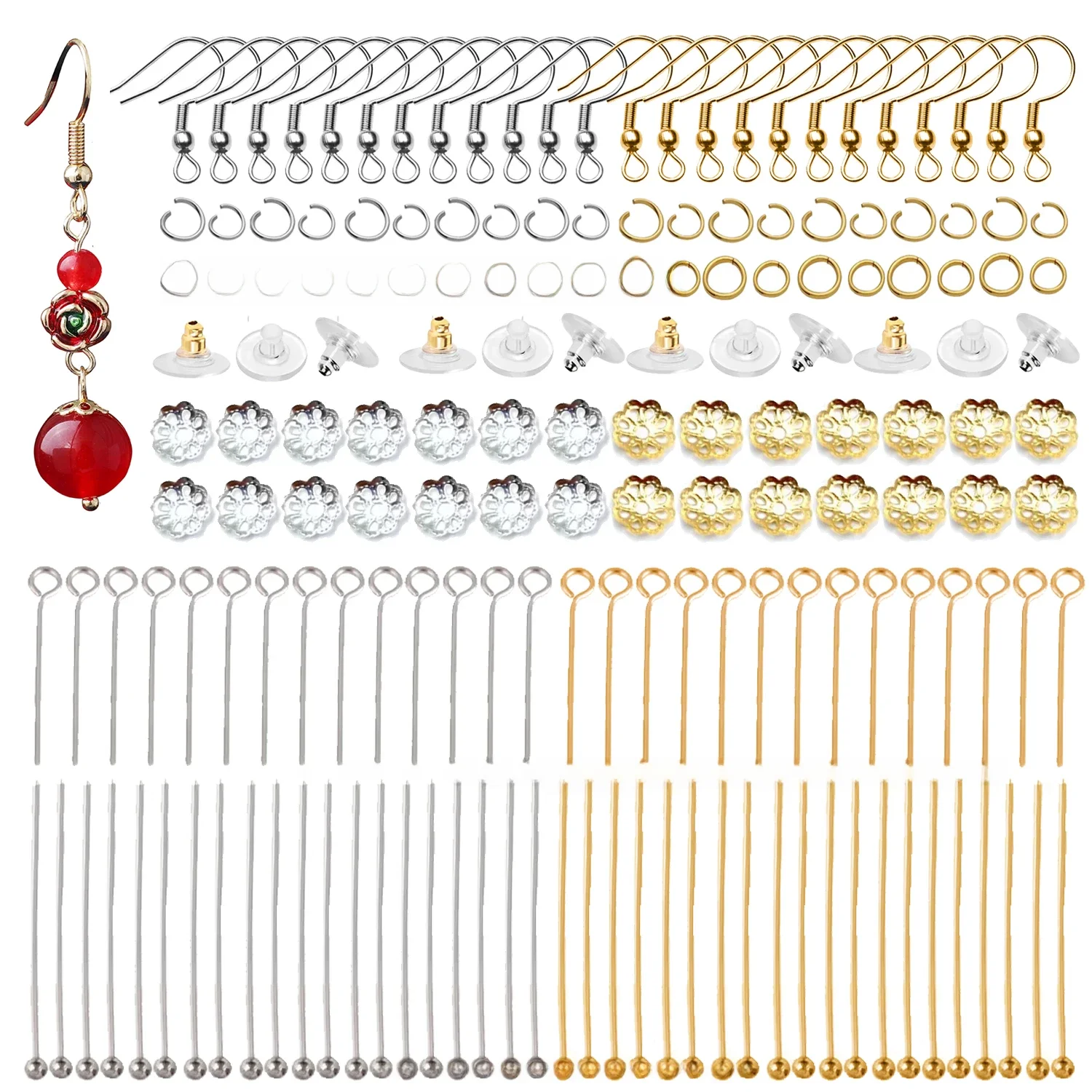 Crochets de boucles d'oreilles français en acier inoxydable, anneaux de saut, dos de boucles d'oreilles en caoutchouc transparent, fermoirs de boucles d'oreilles pour la fabrication de bijoux à faire