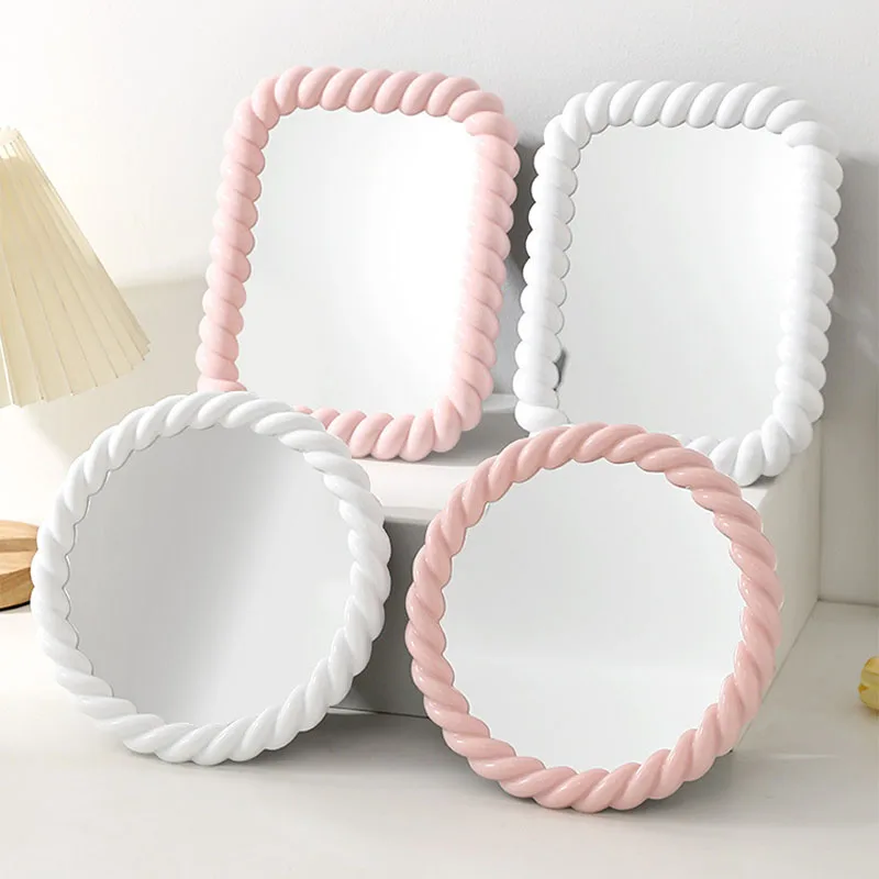 Espelho de maquiagem estilo creme de plástico espelho de mesa espelho móvel hd espelho de vestir portátil espelho de beleza