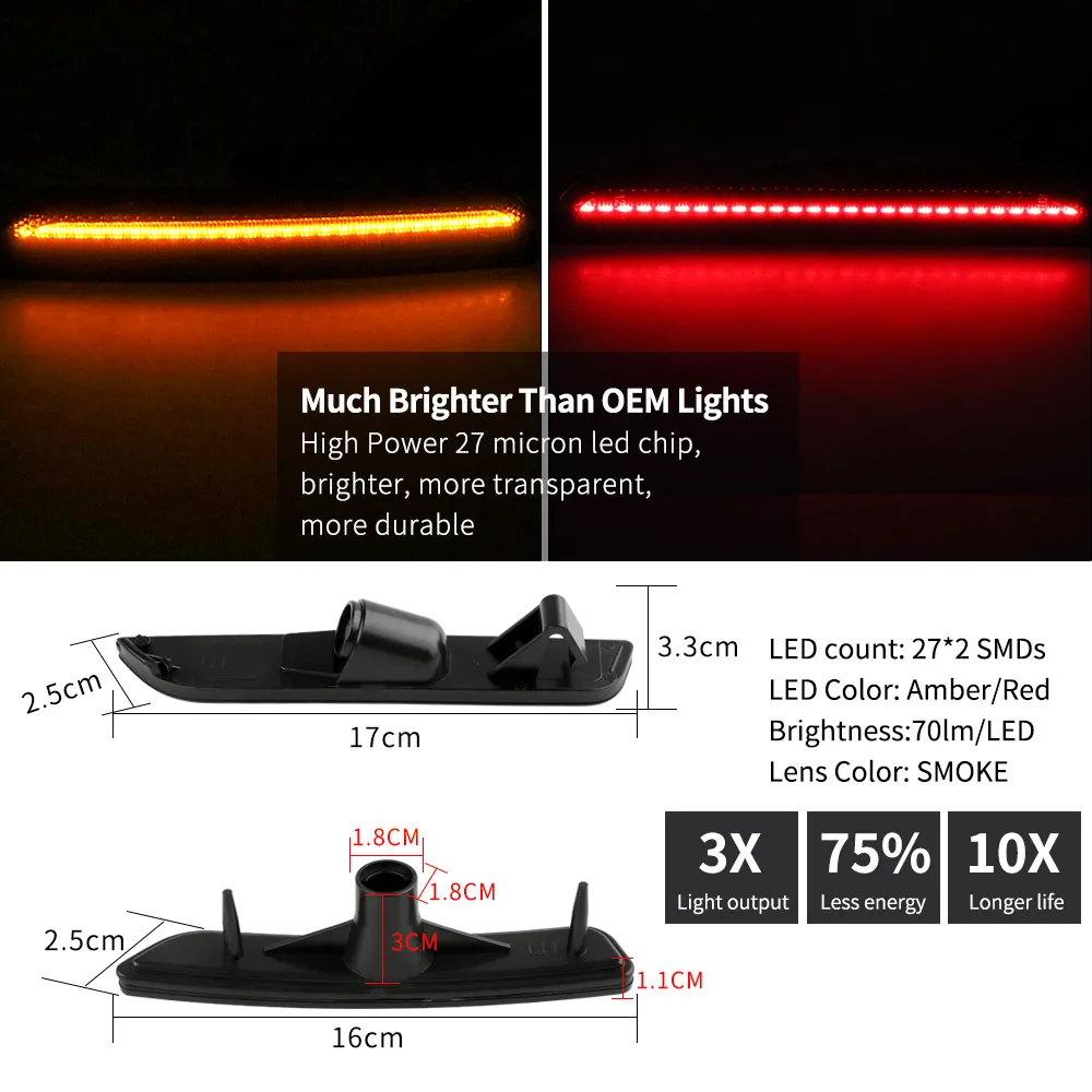 Car Signal Light,4PCS High Power LED Car Side Markers (4-Pack) for Mustang - Brighter and More Durable Lighting for Your Vehicle