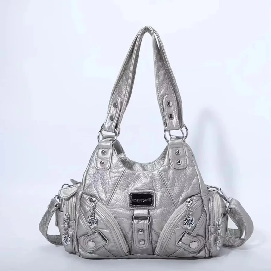 Damskie torebki vintage, miękka torebka, mała torebka z górnym uchwytem, modna listonoszka, torebka na ramię z wieloma kieszeniami, torebka typu hobo, etui na telefon, torba typu tote. — zdjęcie 2