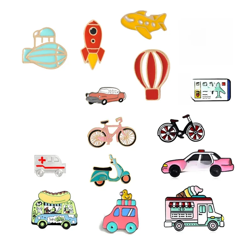 AliExpress MQHH Creative Bicycle Electric Vehicle Car Enamel Brooch Planet Hot Air Balloon Rocket Spacecraft Airline