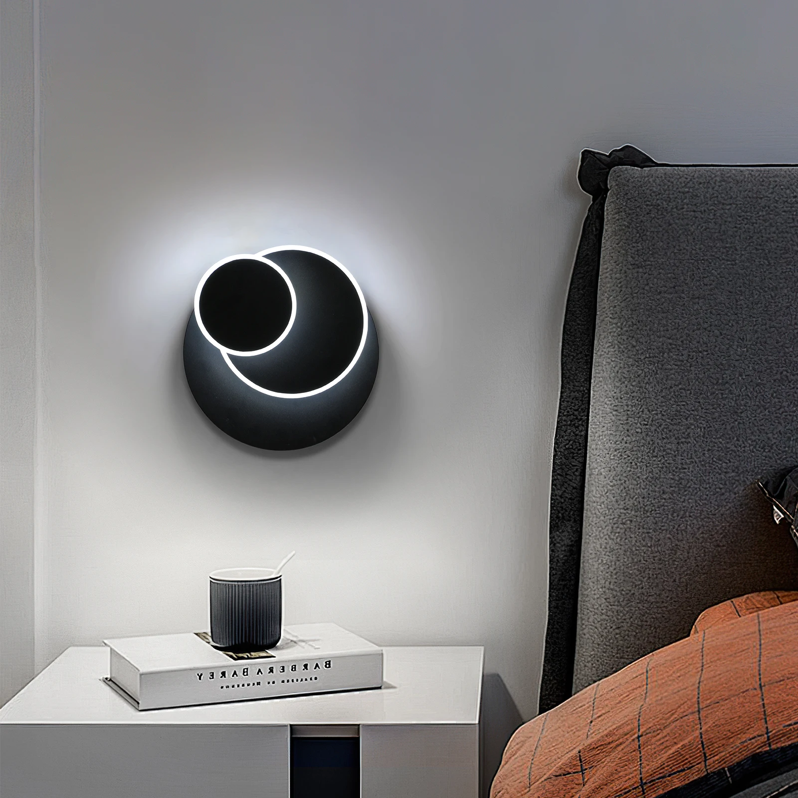 Dreifach drehbare Wandleuchte, moderne LED-Wandbeleuchtung, 360 Grad drehbare runde Wandlampe, kompatibel mit Inneneinrichtung – Detail 8