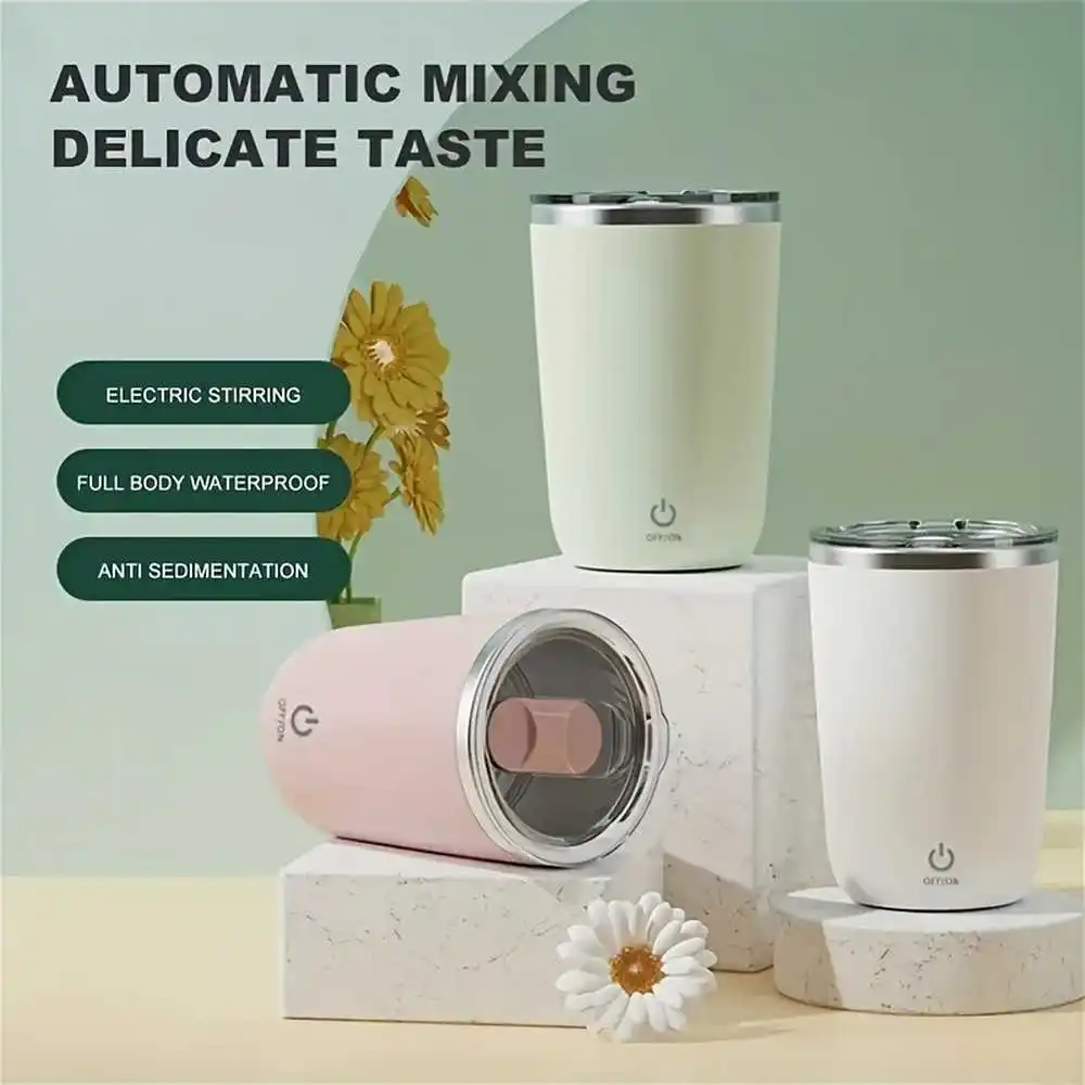 Self Stirring Coffee Mug 2 Pieces Rotating Home Office Travel Stirring Mug Automatic Magnetic Mug Stirring Coffee Mug Self Stirr