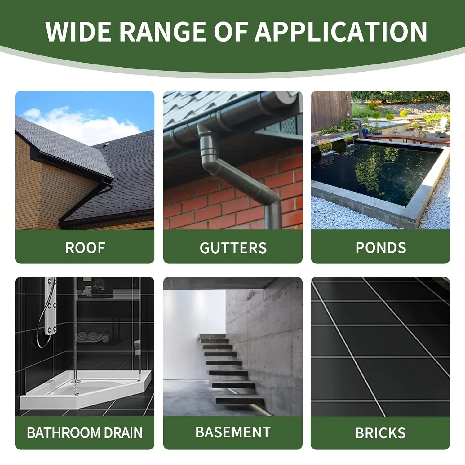 مانع التسرب المطاطي السائل المقاوم للماء - مانع التسرب للسقف، أسود مقاوم للماء، 32 أونصة سائلة مرنة #3