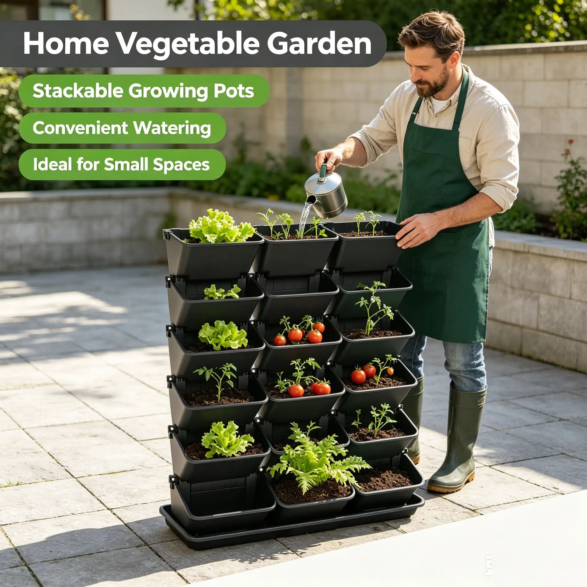 18-teiliger Wandmontierter Vertikaler Gartenpflanzer, Selbstbewässernder Modularer PP-Pflanzer, 69 kg Tragkraft, Platzsparend für Balkon-Gartendekoration