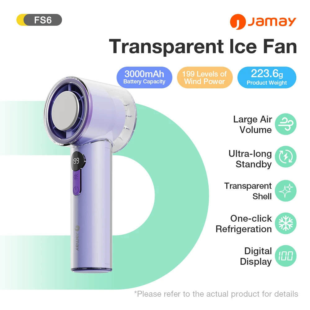 

Summer Portable Handheld Fan Transparent Ultra Ice Fan 199 Gear 13m/s Wind Speed Superconducting Metal ice Pack USB Charging Fan