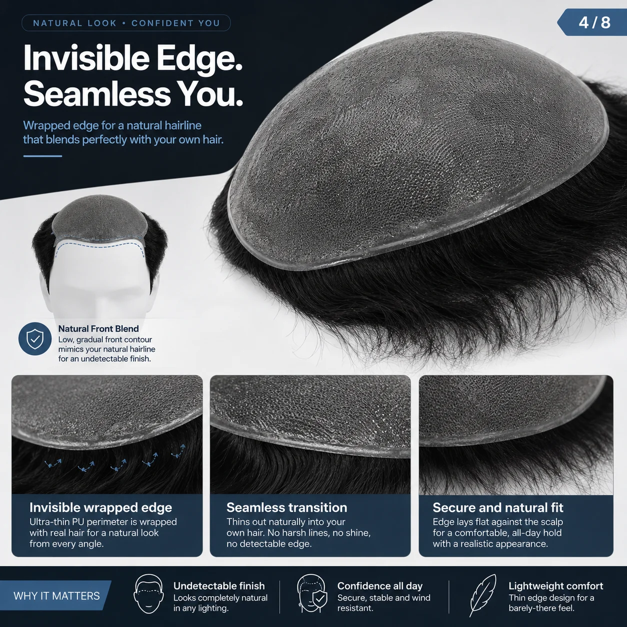 Topunique TJNG 0.03-0.04mm 6 Inches Super Thin Skin Mens Toupee Human Hair System For Men Protesis Capilar Hombre Pelo Humano