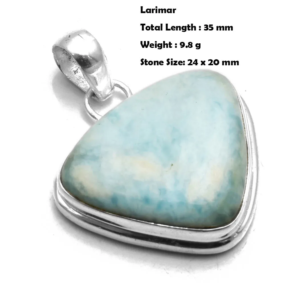 

Genuine Larimar Roase Quartz Labradorite Green Onyx Topaz Malachite Pendant 925 Sterling Silver