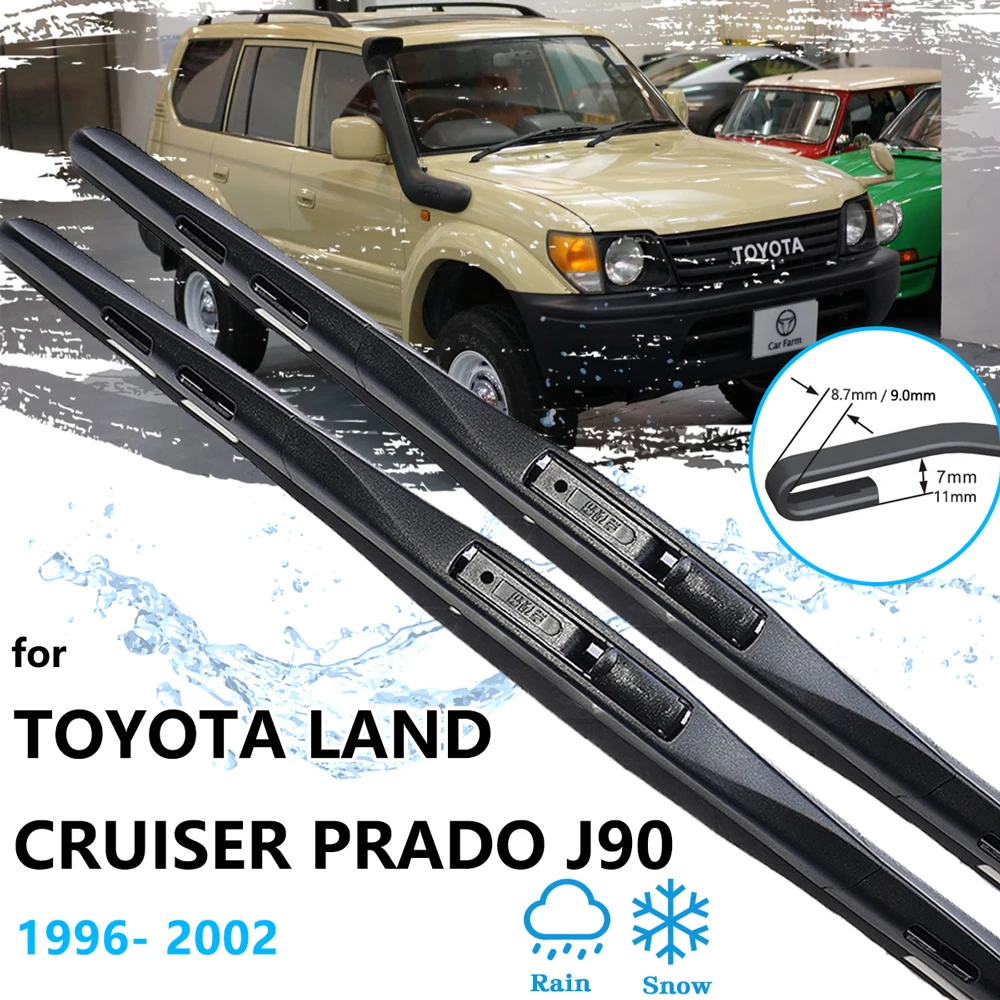 For Toyota Land Cruiser Prado J90 MK2 1996~2002 Front Rear Set Window Back of Wiper Blade Brushes Car Windscreen U Type J Hooks