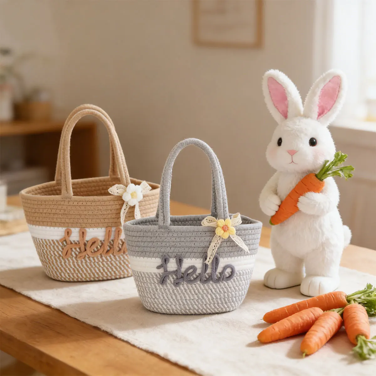 Personalized Braided Cotton Yarn Tote Bag, Customizable