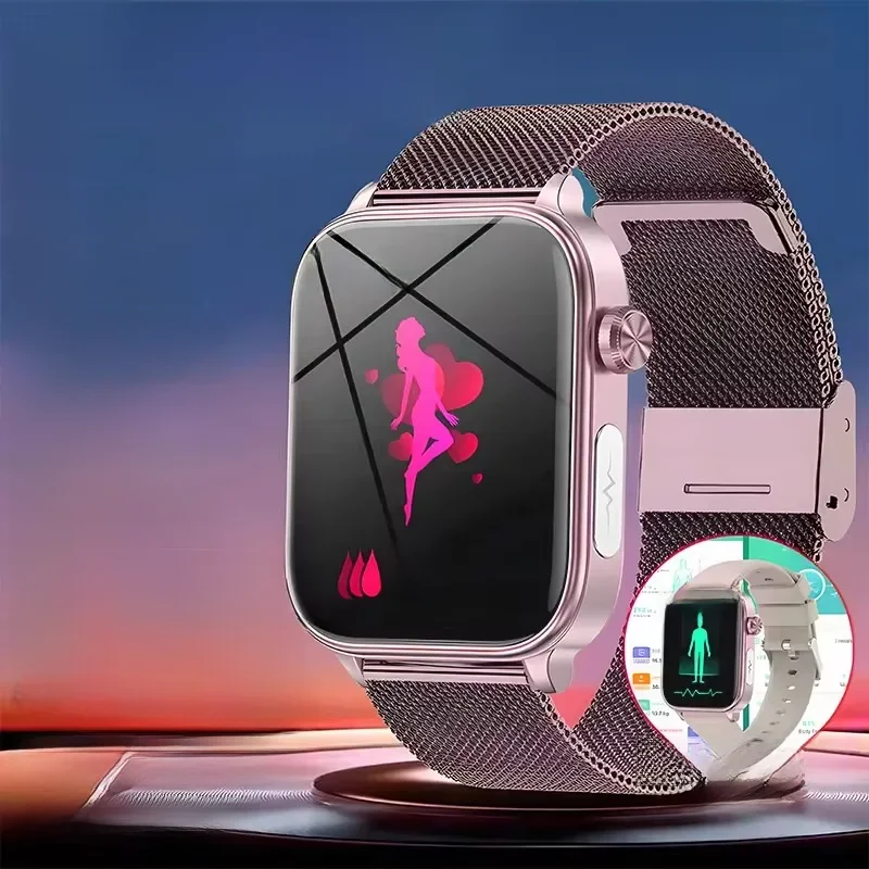 Relógio inteligente de nível médico feminino, Smartwatch de rastreador de saúde menstrual, ECG +