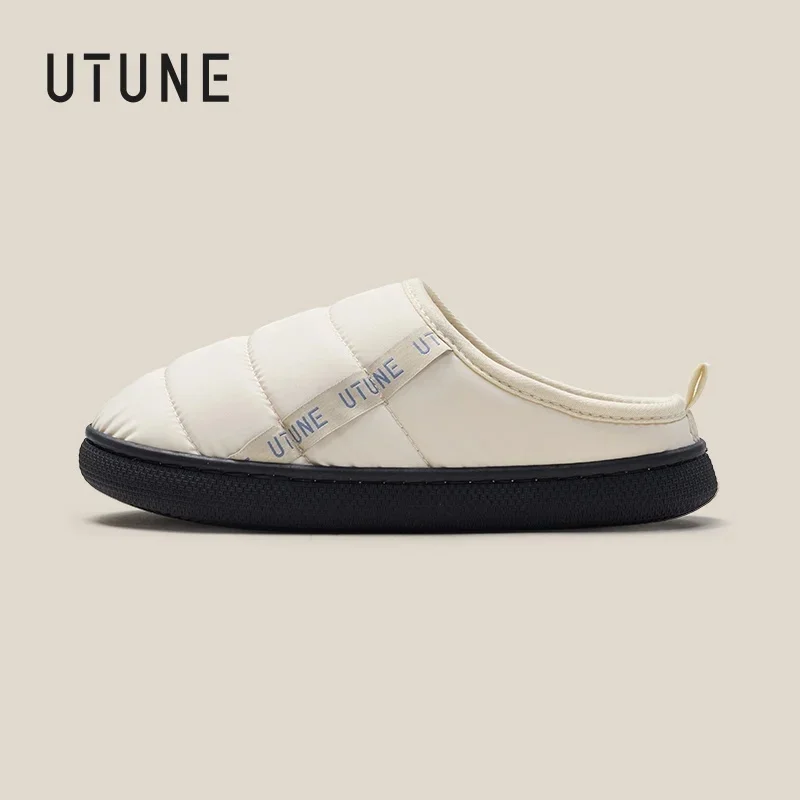 

Мужской зимний официальный сайт UTUNE, обувь для пухлых хлеба, домашние тапочки с круглым носком, пуховая ткань для пары, спортивный стиль, хлопковые шлепанцы