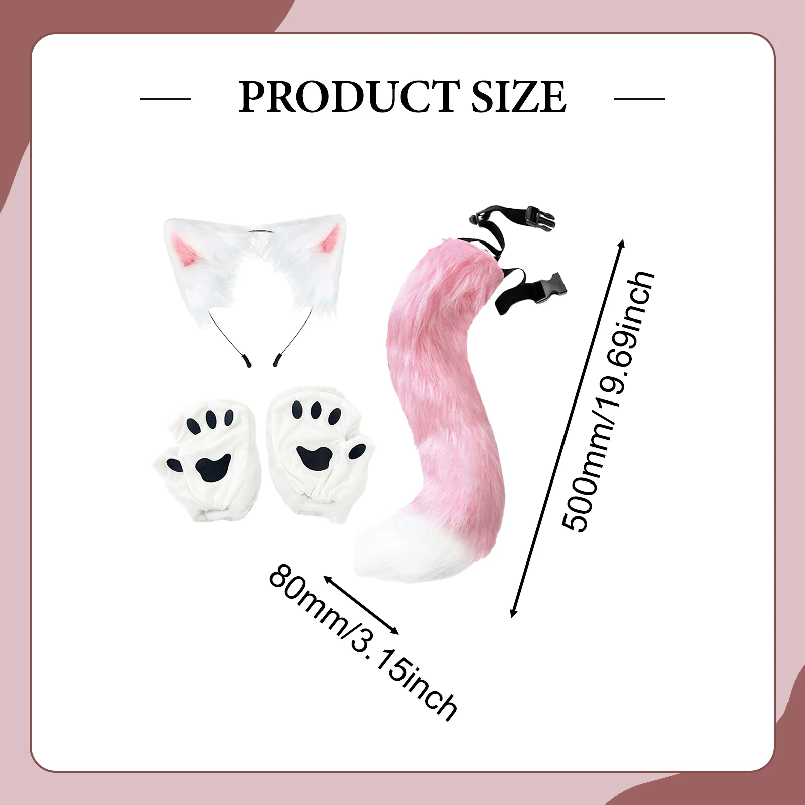 Animal Foxes Cat Costume Set Headband with Matching Tail  Paw Gloves for Cosplay Lolita Kawaii Theme Party Fancy Dress Up