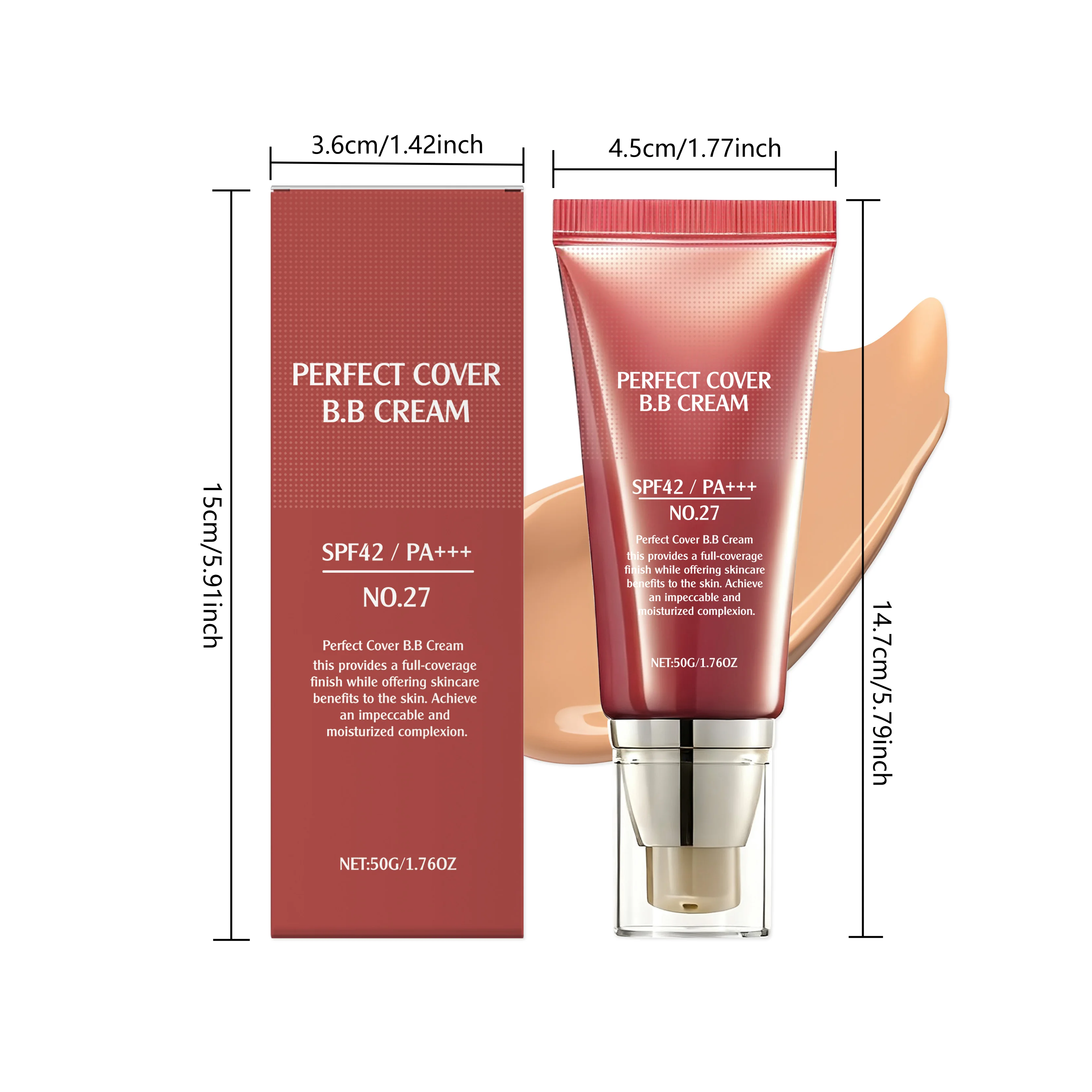 Make-up-BB-Creme, feuchtigkeitsspendend, antioxidativ, glättend, Sonnenschutz, nicht fettend, hoher Concealer, erfrischend, beruhigend, Gesichts-Make-up, BB-Creme