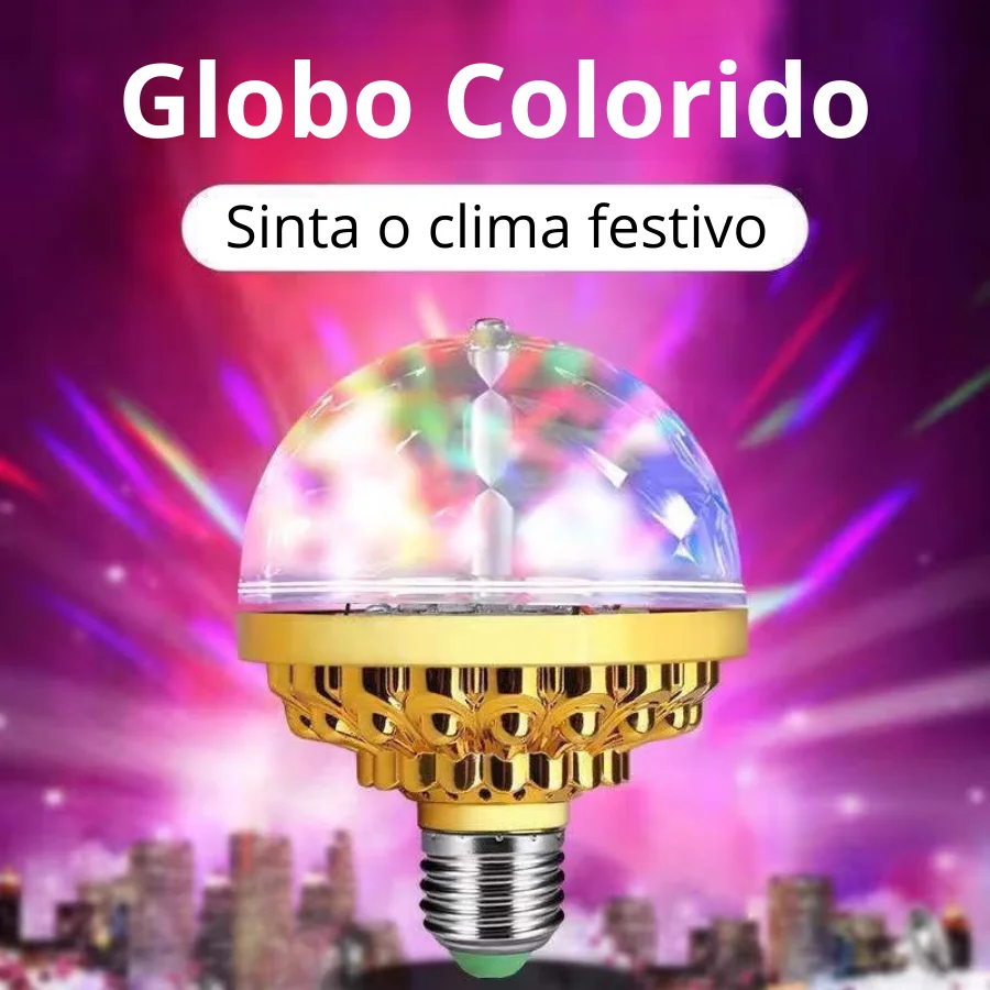 SKYTUR Lâmpada Led Globo DOURADO Colorida Rotativa Giratória Festa Boate - ENVIO RAPIDO PARA TODO BRASIL