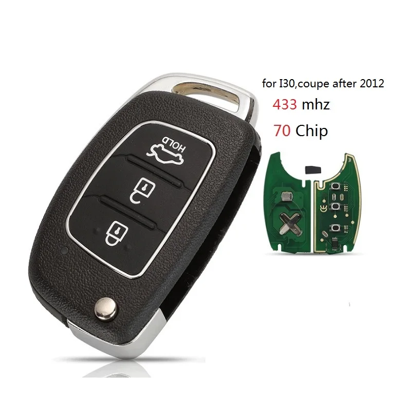 

433Mhz ID46 Chip Car Key Remote for Hyundai I30 Coupe Cerato Santafe IX45 Azera 3 Button Folding Auto Remote Control Key Fob