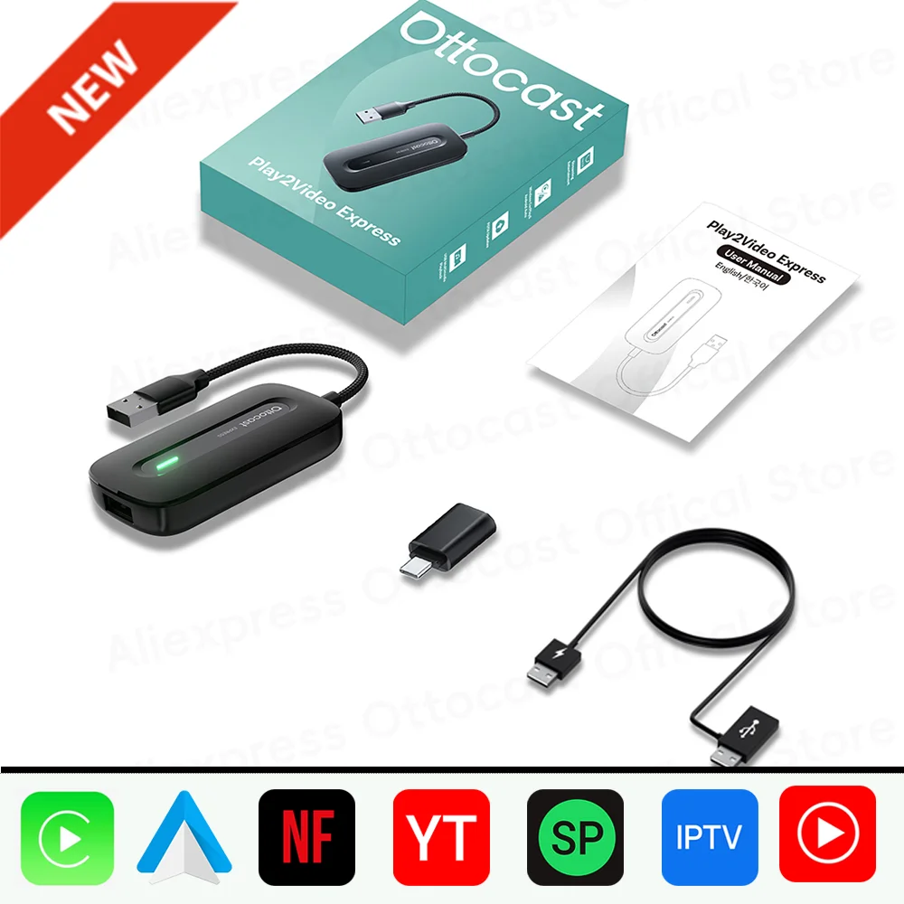 OTTOCAST Play2Video Express ワイヤレスCarPlay ワイヤレスAndroid