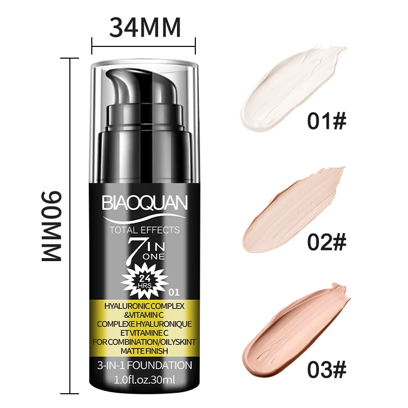 30 มล./20 ม./10 มล. รองพื้นเนื้อบีบีครีมธรรมชาติ ช่วยให้ผิวขาวกระจ่างใส พร้อมกันแดด ติดทนนาน กันน้ำ ปกปิดริ้วรอย ปรับผิวให้สว่างใส