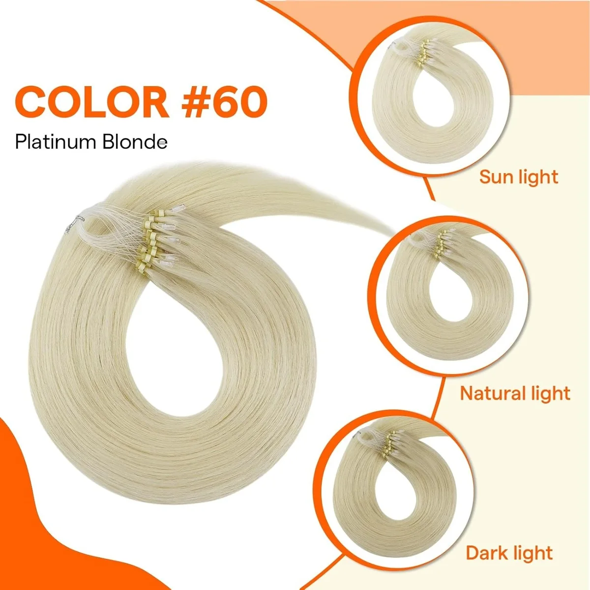 Platinablond echt menselijk haar Micro Loop Hair Extensions Micro Bead Cold Fusion Onzichtbare Micro Link Hair Extensions Lijmloos