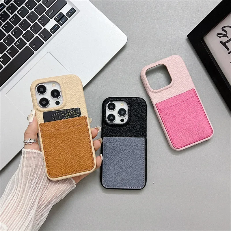 Personalizowane etui skórzane z imieniem na karty i portfel do iPhone'a 15 14 13 12 17 16Pro Max 16Plus, luksusowa, odporna na wstrząsy tylna obudowa — zdjęcie produktu 7