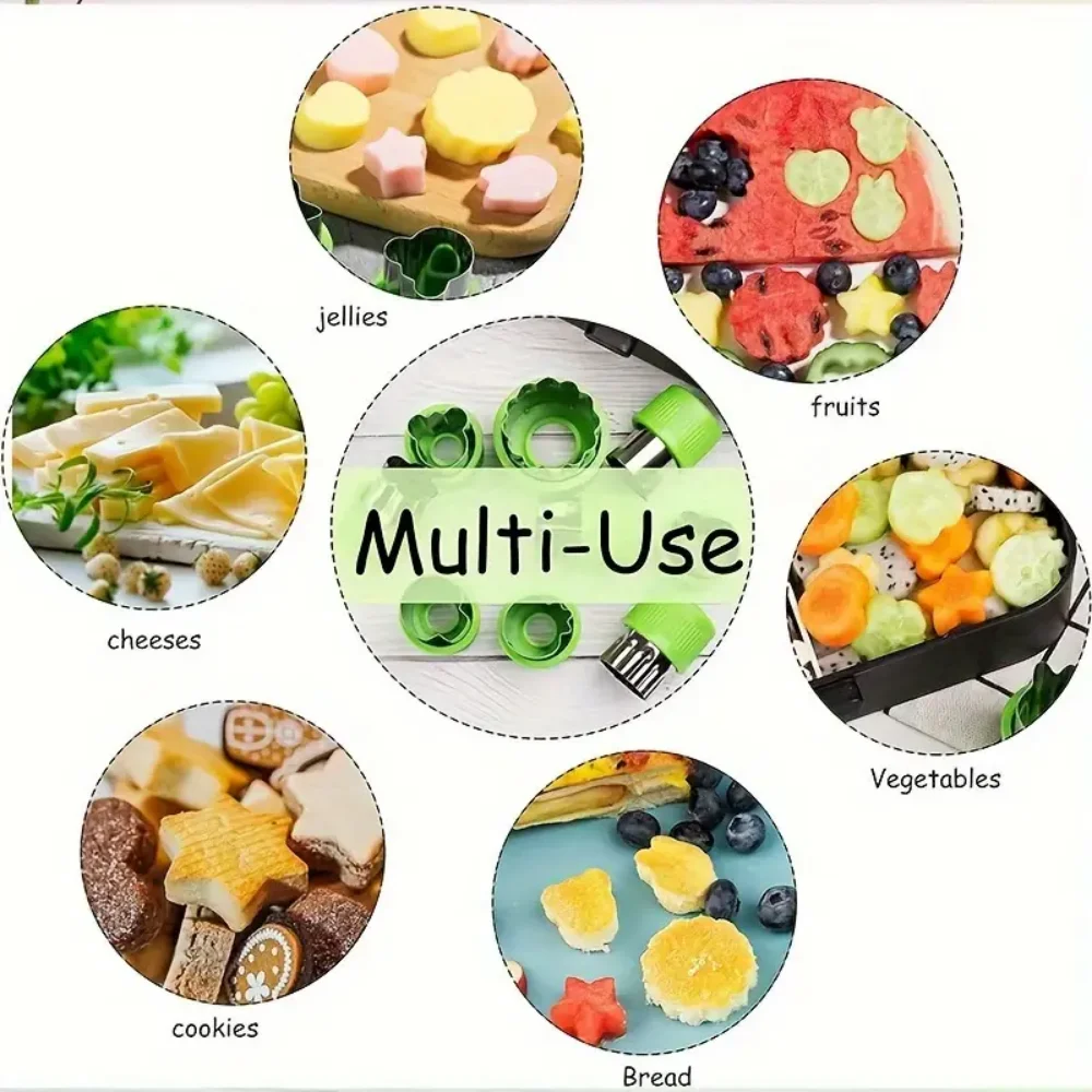 9-teiliges rostfreies Stahl-Ausstechformen-Set mit Gemüse- und Obstschneidern, Mini-Kuchenpresse, Backzubehör für Kinder