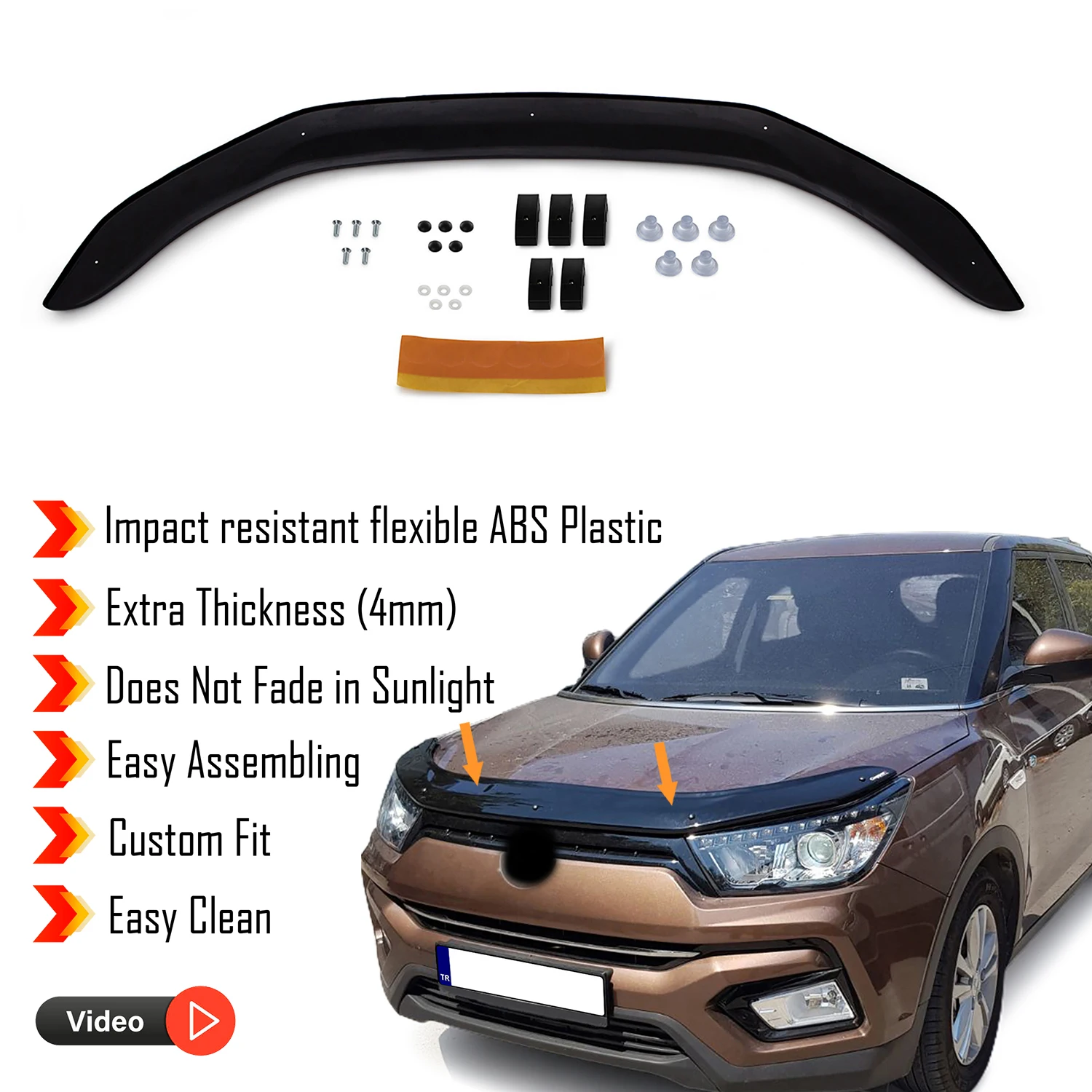 

Hood Deflector Guard for Ssangyong Tivoli (2015+) Bug Shield Bonnet Protector / 4 mm thickness and ultra-durable material