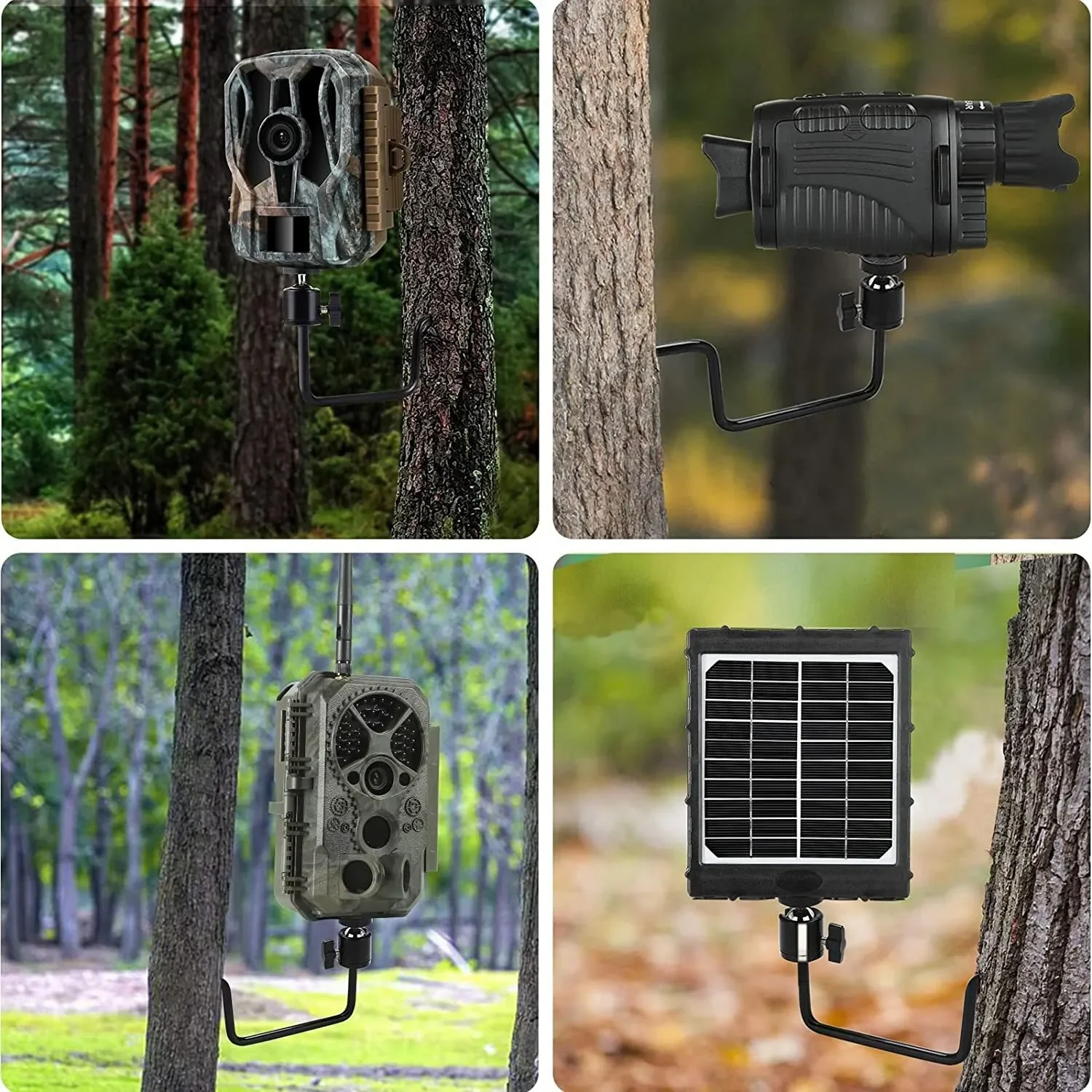 3Pcs Hunting Trail Camera Tree Mount With 1/4 inch Screw Quick Mount Camera Holder 360 Degrees Rotating For Solar Panel Charger