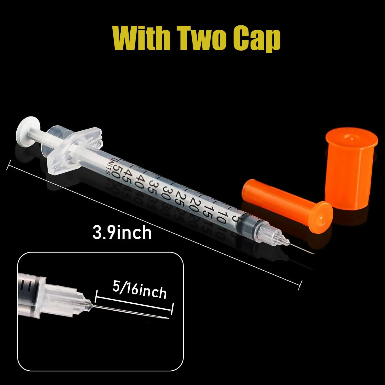 Seringue à insuline manuelle en plastique de 0,5 ml 31G 8MM, emballée individuellement pour animaux de compagnie, usage vétérinaire, 100 PCS/boîte