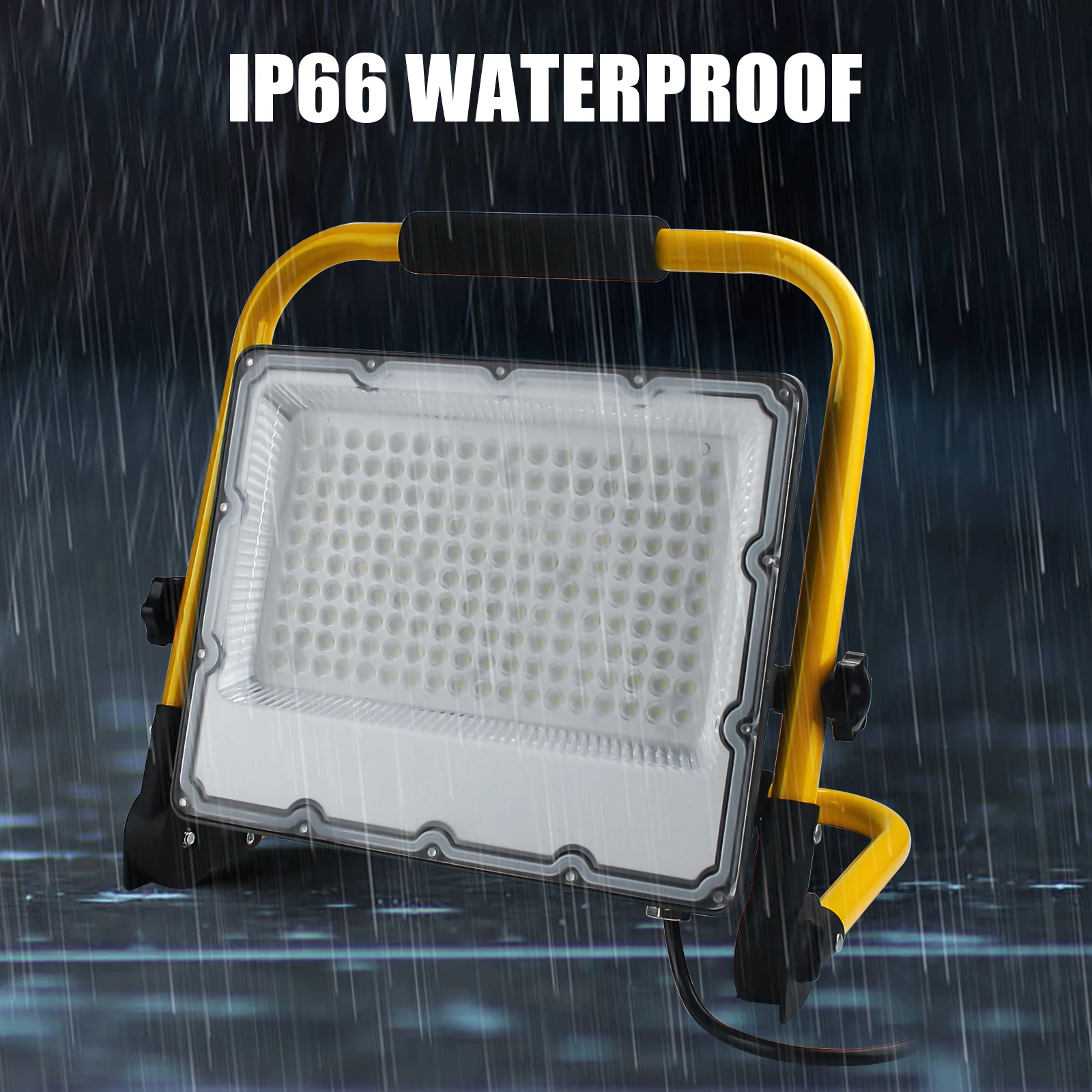 150W Led Bouw Spotlight Withstatief En 4M Kabel, Ip66 Waterdichte Werklamp Voor Werkplaats, Onderhoud Of Bouwplaats