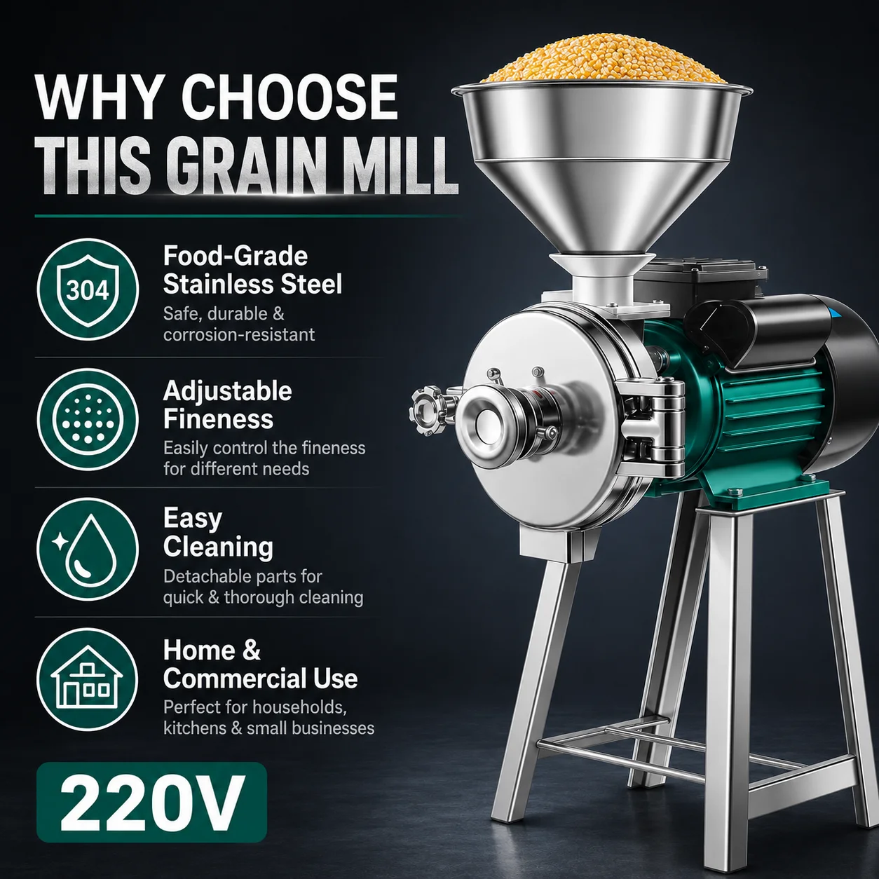 Grain Mill Grinder - 3000W Electric Grain Mill Wet &
