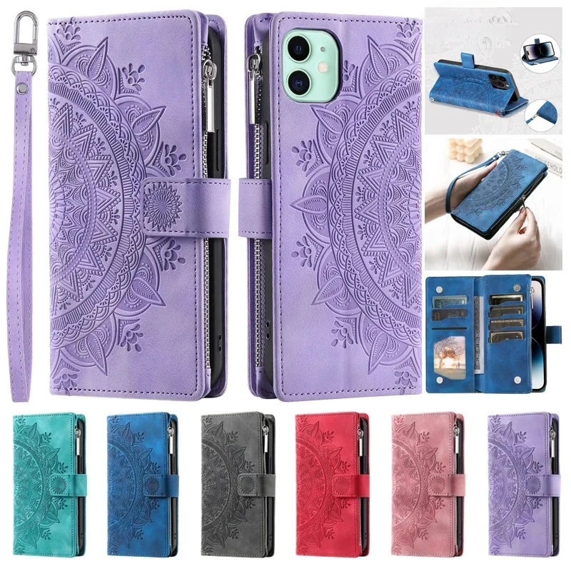 Etui na kartę z zamkiem błyskawicznym do Samsung Galaxy S24+ Ultra FE A06 A16 A55 A35 A25 A05S A15 A53 A54 A52s M55 A12 Skórzany pokrowiec ochronny na portfel — zdjęcie produktu 7